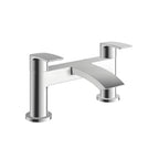 Front view of Pesky One Spout Bath Filler in chrome – modern two-hole bath tap with sleek single spout