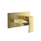Pesky PVD coated wall mounted basin filler in brushed brass with pop-up waste, space-saving modern design for stylish bathrooms.