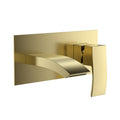 Front view of Pesky PVD Coated Wall Mounted Bath Filler in brushed brass – elegant single spout contemporary bath tap