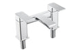 Front view of Quadrado Square Bath Filler in chrome finish, modern square design with smooth water flow