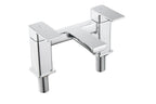 Front view of Quadrado Square Bath Filler in chrome finish, modern square design with smooth water flow