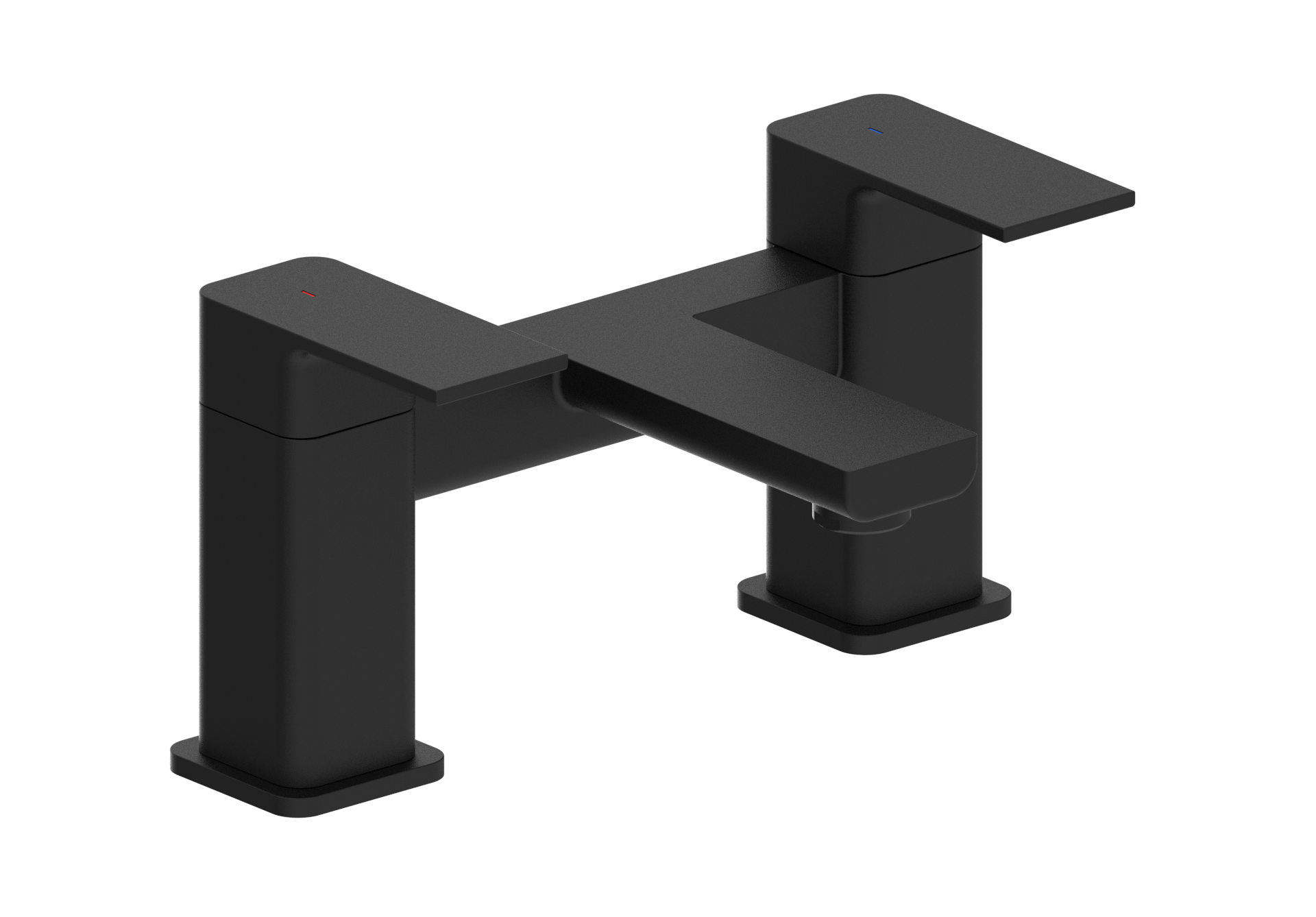 Front view of Quadrado Square Bath Filler in matte black finish, sleek modern design with premium styling