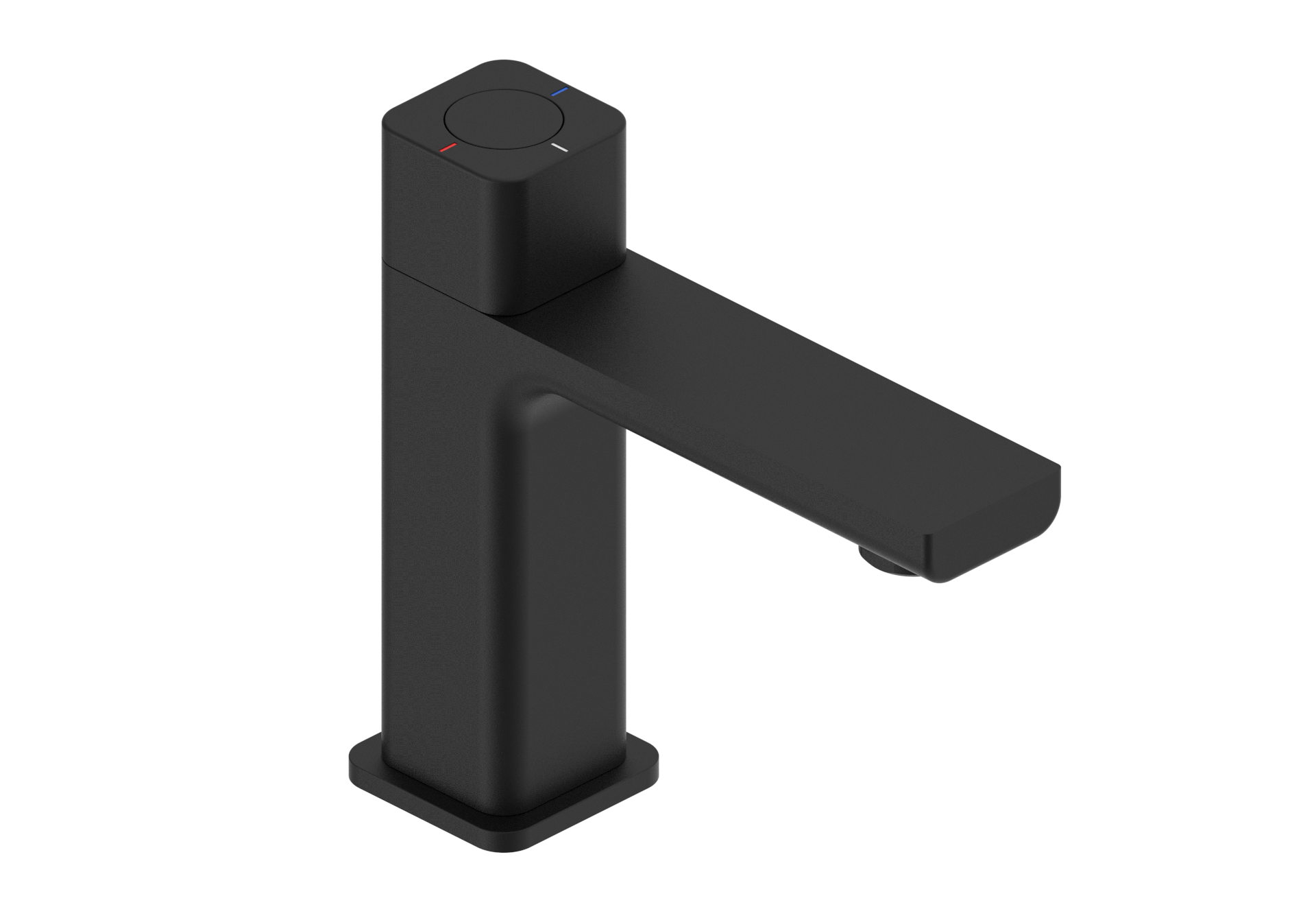Quadrado square push button tap in matte black finish with domed waste