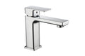 Front view of Quadrado Square Tap ECO in chrome finish with Eco Start and Eco Flow water-saving technology