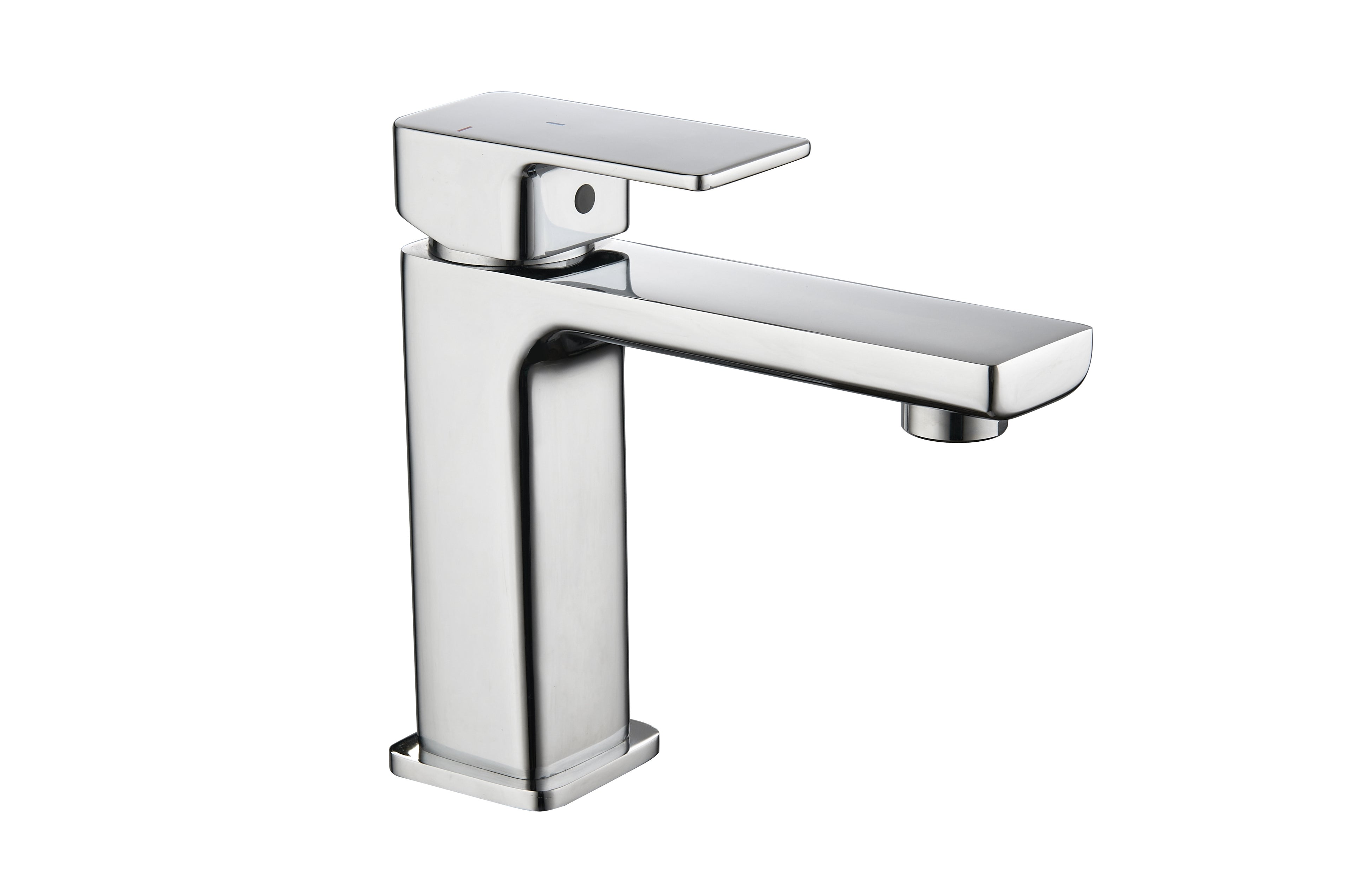 Front view of Quadrado Square Tap ECO in chrome finish with Eco Start and Eco Flow water-saving technology