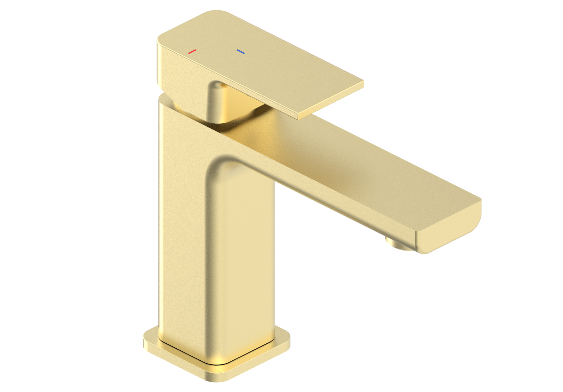 Front view of Quadrado Square Tap ECO in brushed brass finish with premium eco-friendly water-saving design
