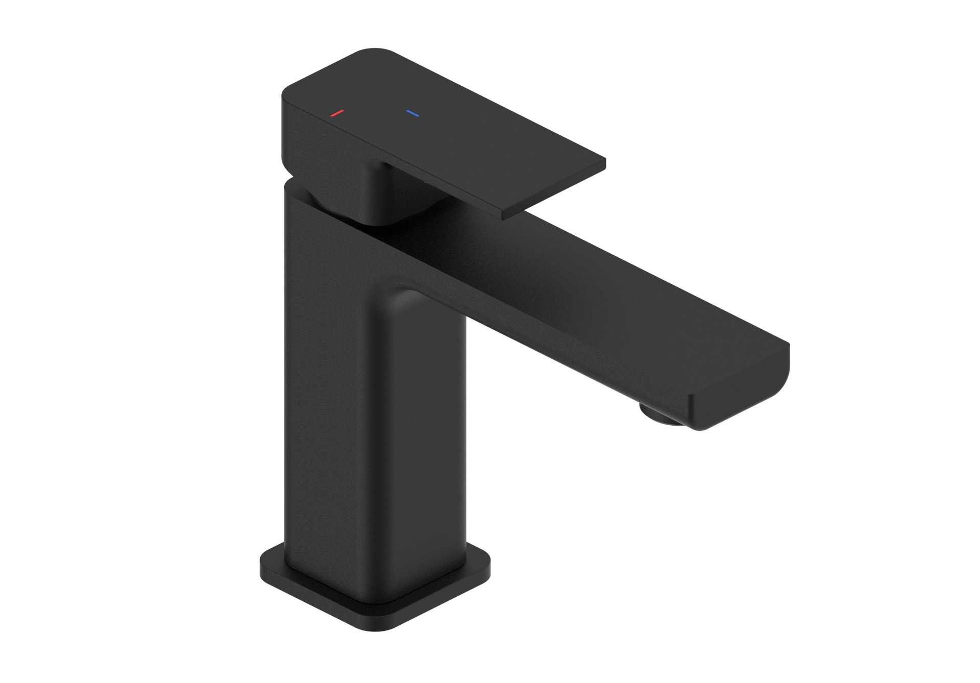 Front view of Quadrado Square Tap ECO in matte black finish with energy-saving Eco Start and Eco Flow features