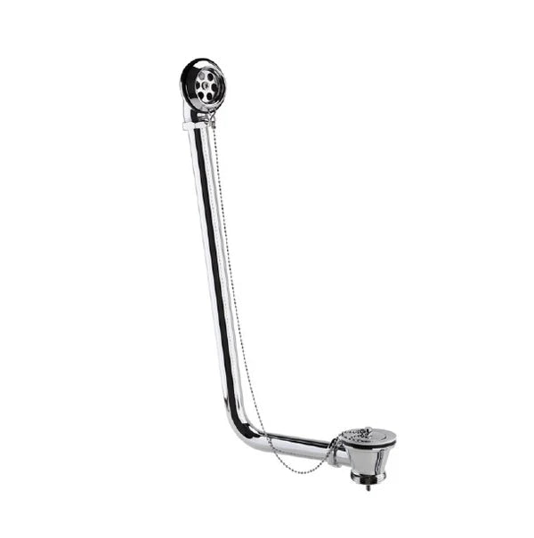 Chrome bathroom plumbing fixture on a white background