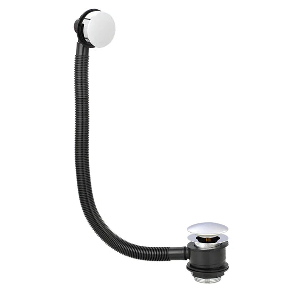 Bathroom bath drain assembly with flexible hose on a white background