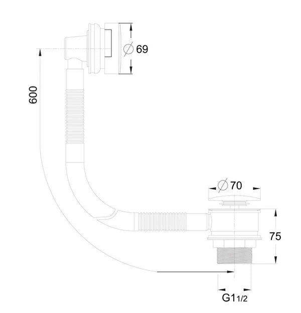 Electroplated Click Clack Bath Waste Assembly - Black