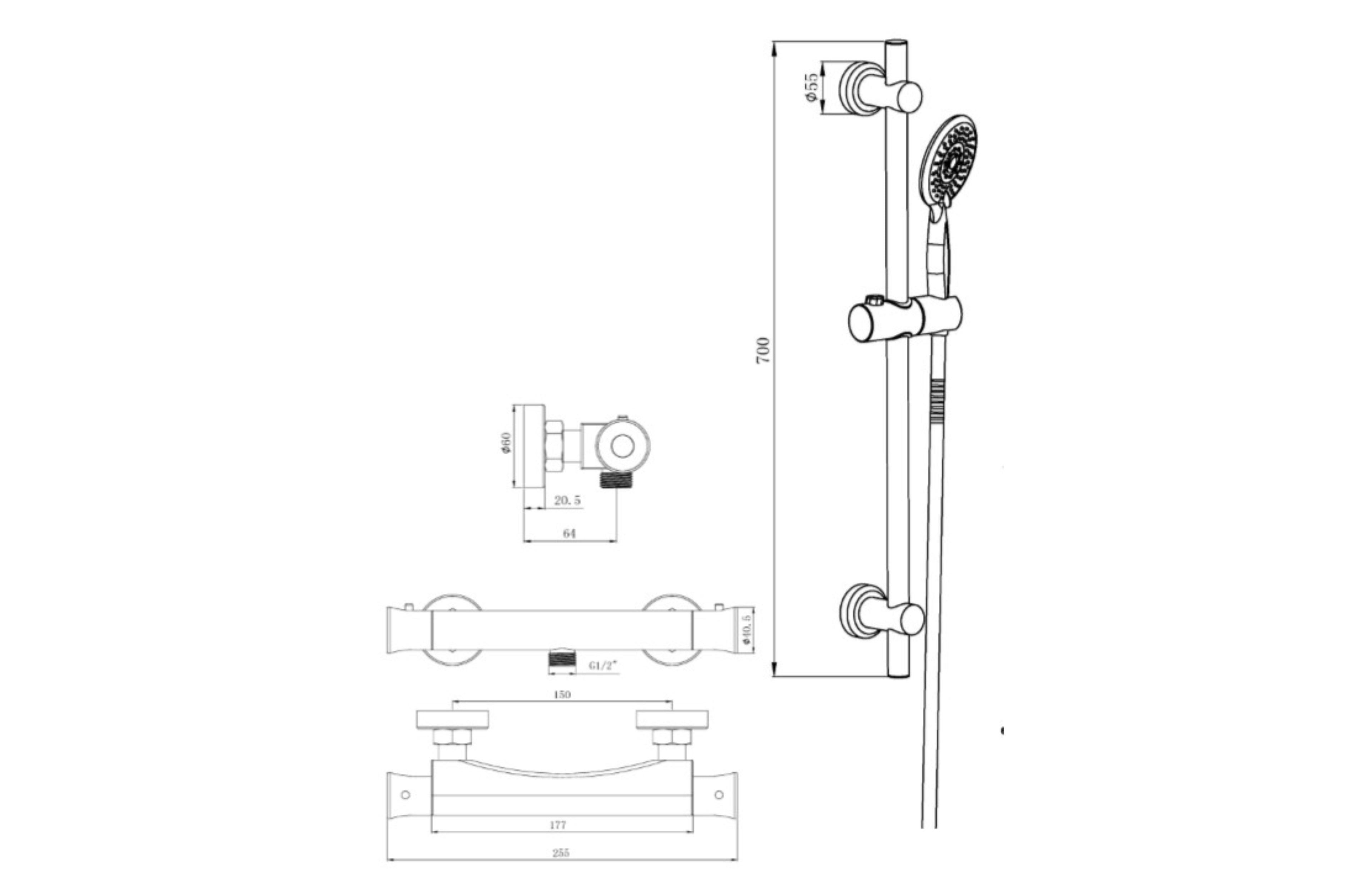 Plumb Essential Bar Valve Round Riser Kit - Tailored Bathrooms
