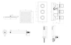 3 Handle 2 Outlet Square Twin Ceiling Shower Kit - Tailored Bathrooms