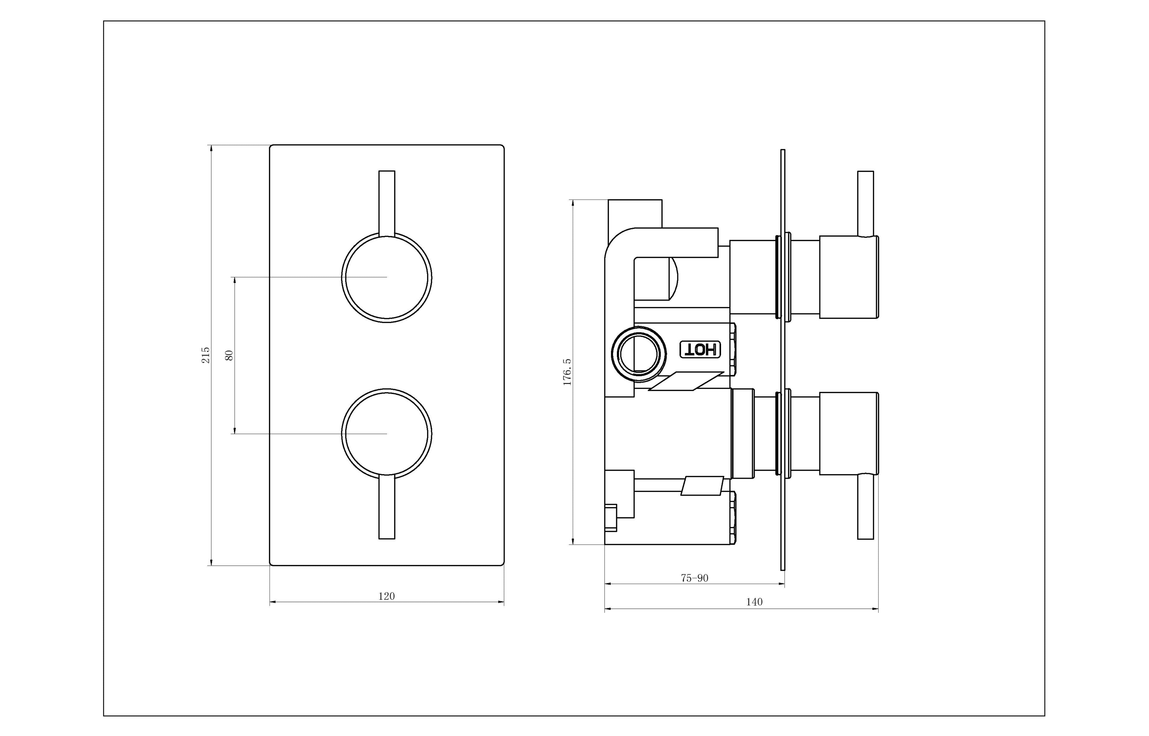 2 Handle 1 Outlet Concealed Thermostatic Shower Valves - Tailored Bathrooms