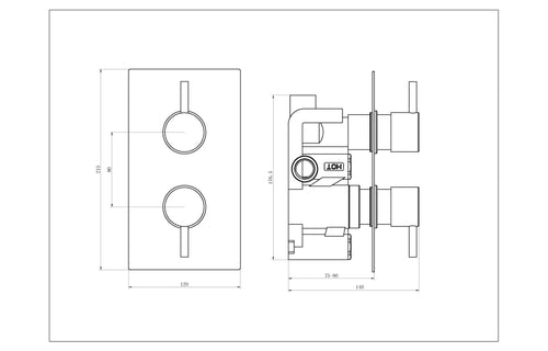 2 Handle 1 Outlet Concealed Thermostatic Shower Valves - Tailored Bathrooms