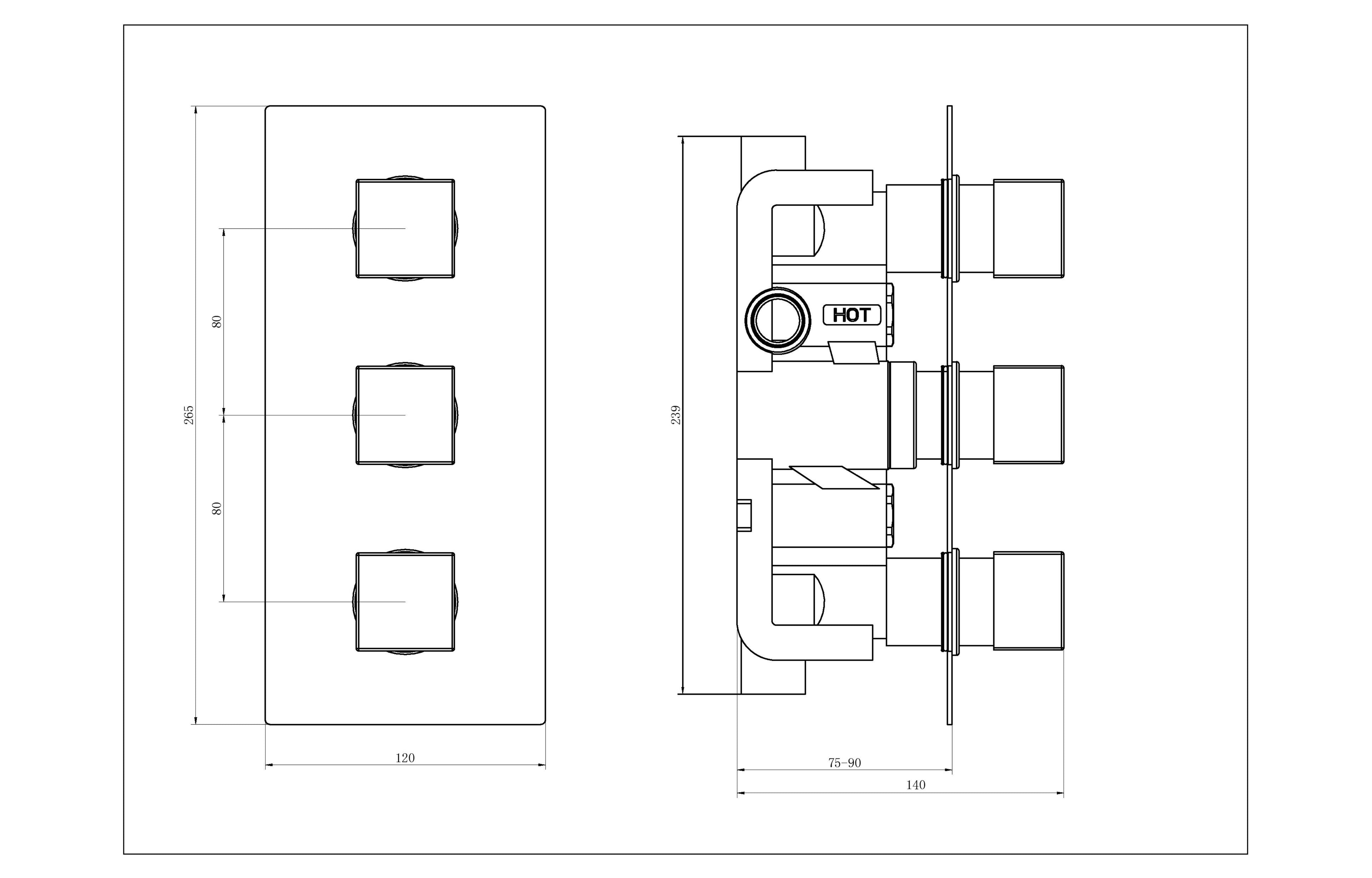 3 Handle 3 Outlet Concealed Thermostatic Shower Valves - Tailored Bathrooms