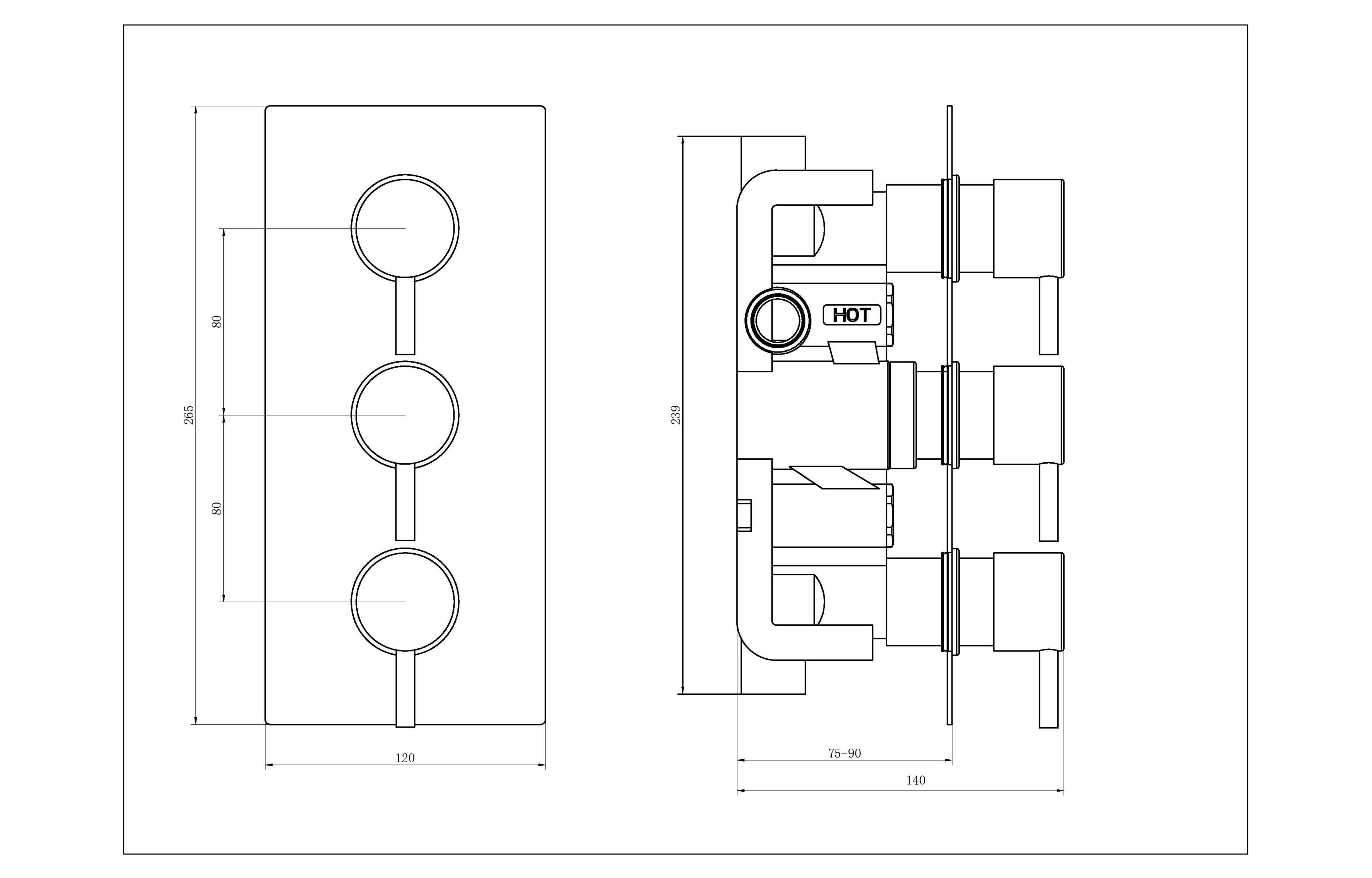 3 Handle 3 Outlet Concealed Thermostatic Shower Valves - Tailored Bathrooms