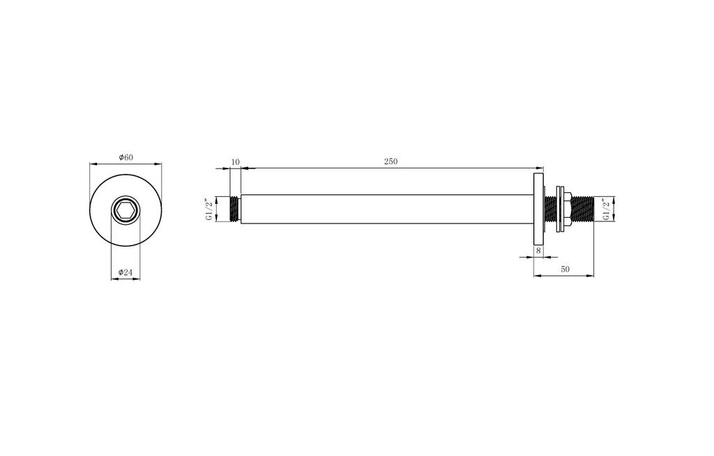 Ceiling Outlet Round Arms - Tailored Bathrooms