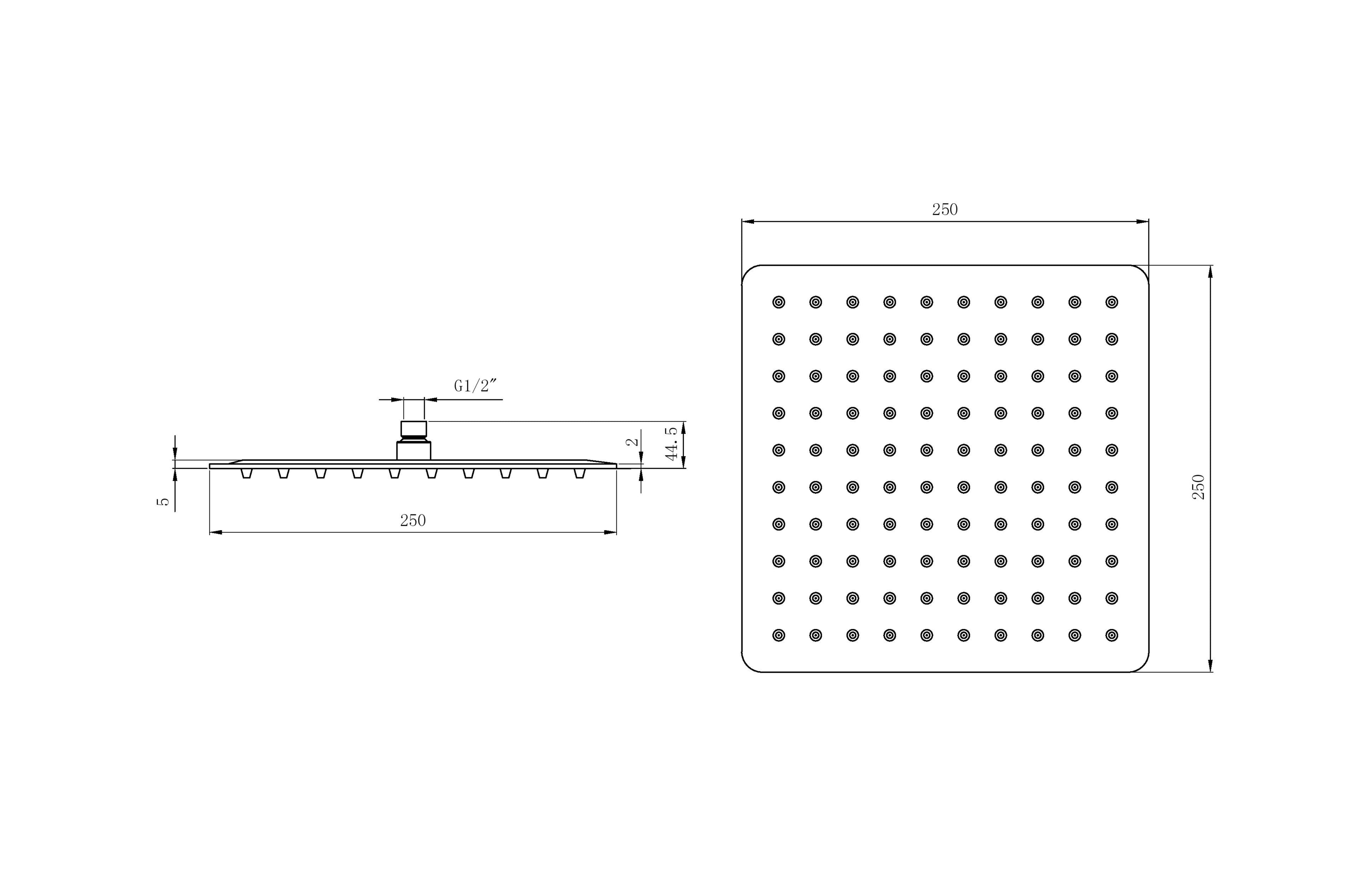 250mm Stainless Steel Shower Heads R&S - Tailored Bathrooms