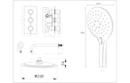 Black Concealed Thermostatic 3 Handle 2 Way Shower Kit with SS Head - Tailored Bathrooms