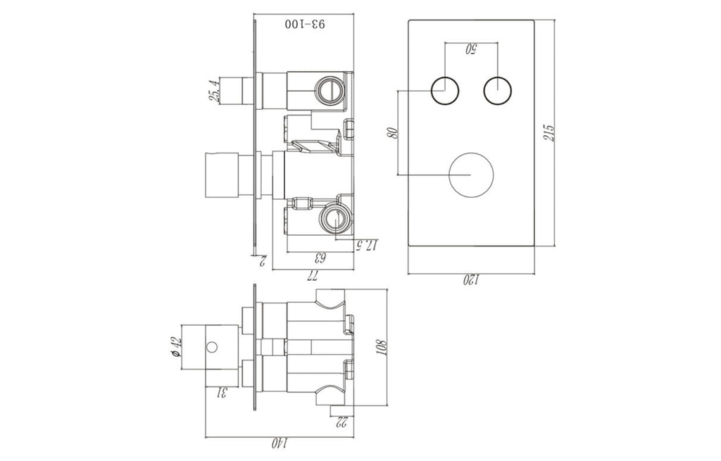 Twin Push Button Concealed Overhead Kit - Tailored Bathrooms