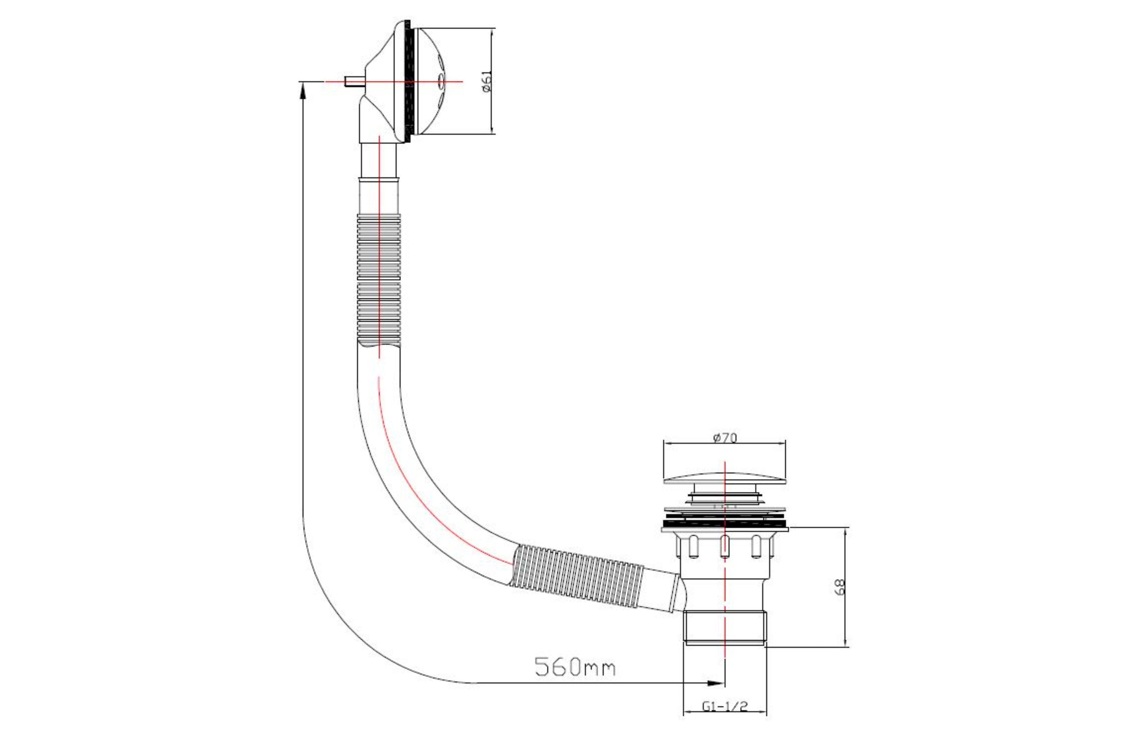 Round Chrome Bath Overflow & Quick Clean Sprung Waste - Tailored Bathrooms