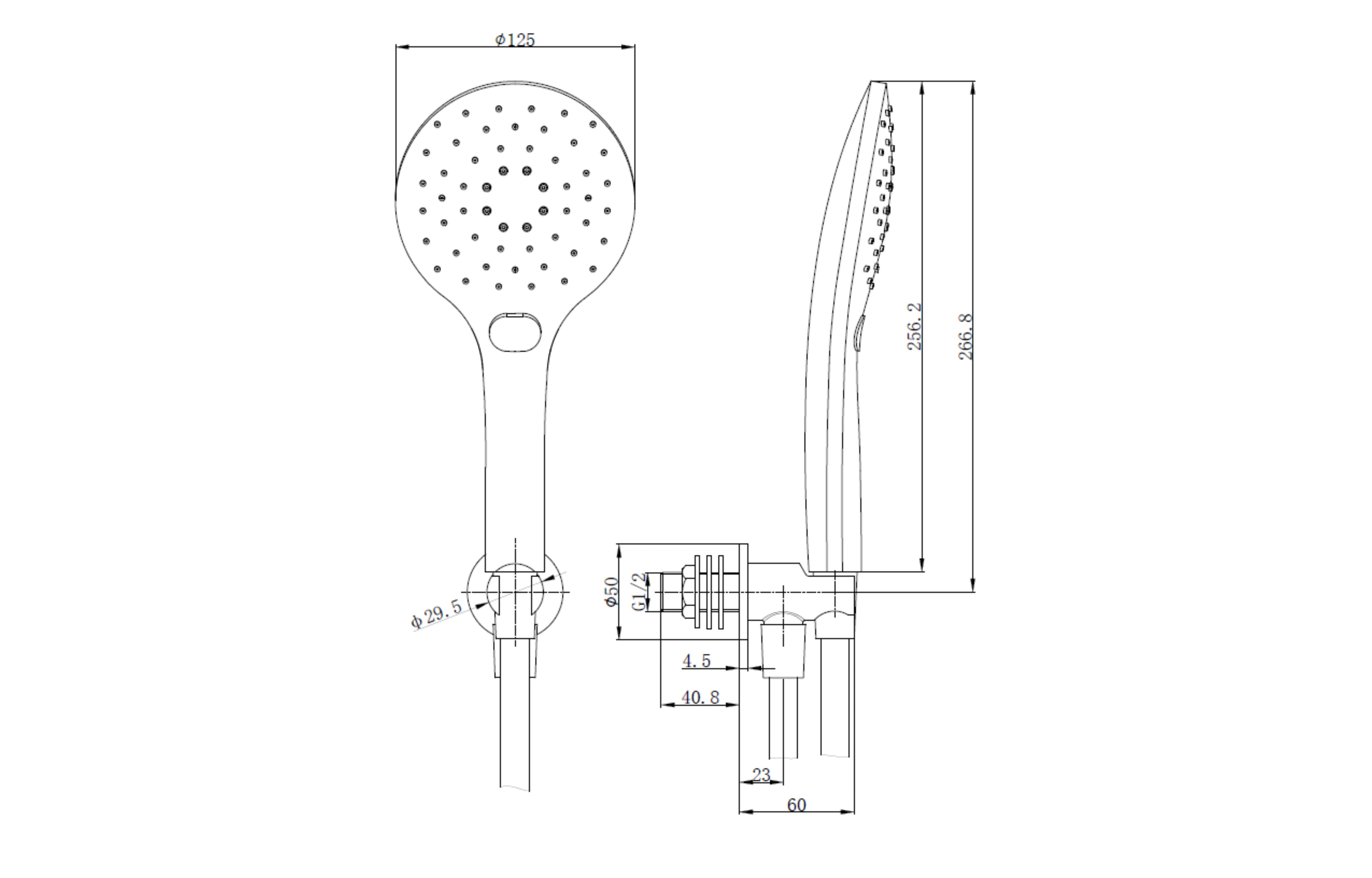 Wall Outlet Elbow with Bracket, Hose & Handset Round Shape - Tailored Bathrooms