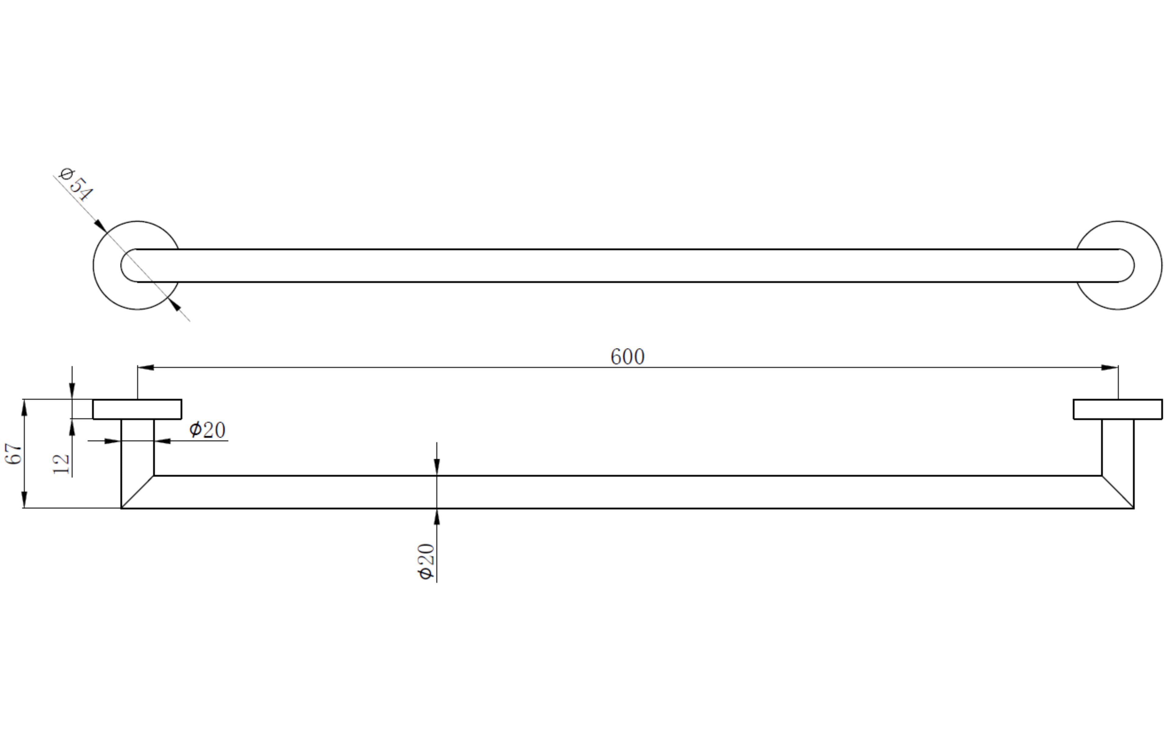 Melbourne Round Single Towel Rail - Tailored Bathrooms