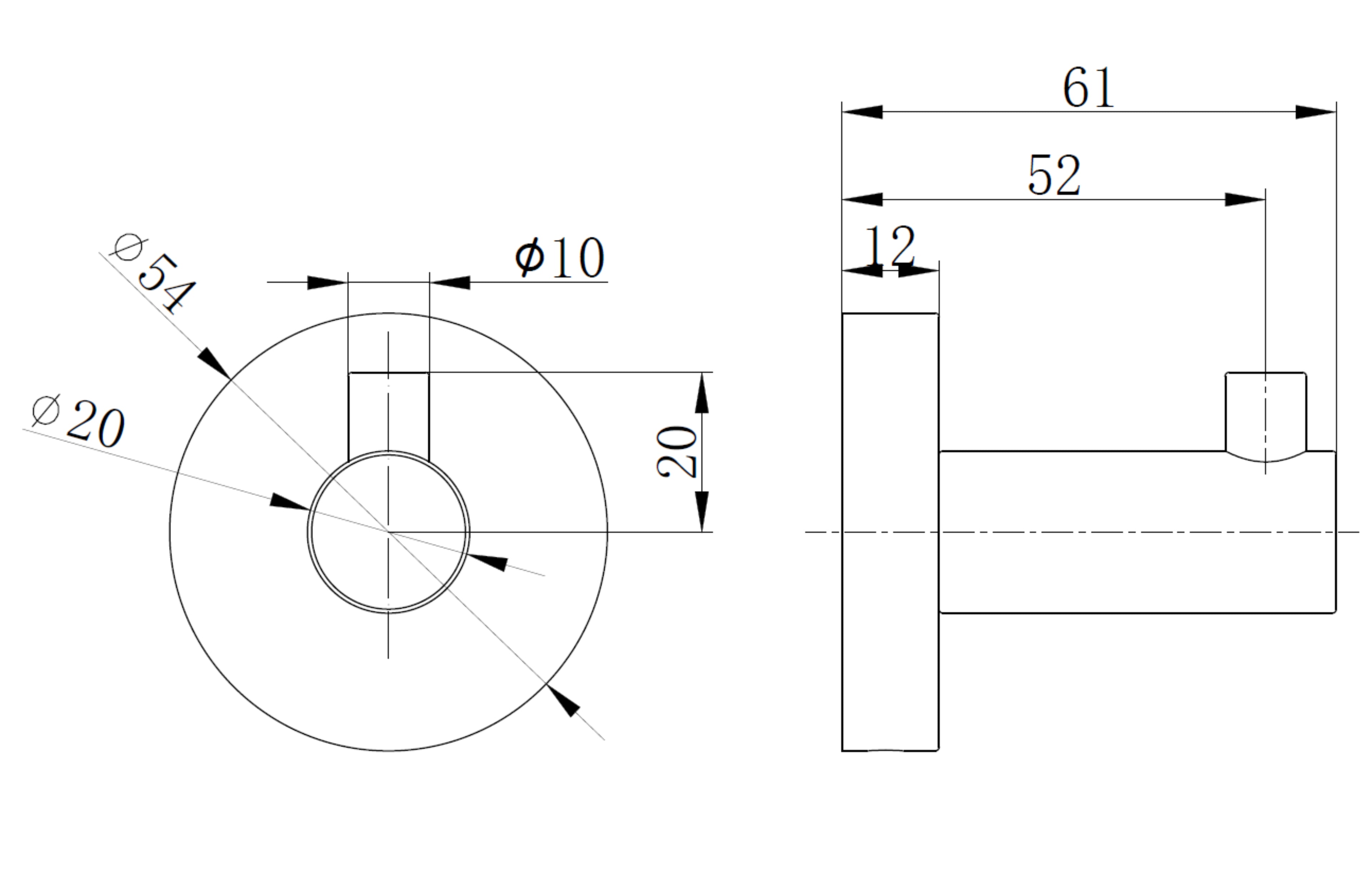Melbourne Round Robe Hook - Tailored Bathrooms