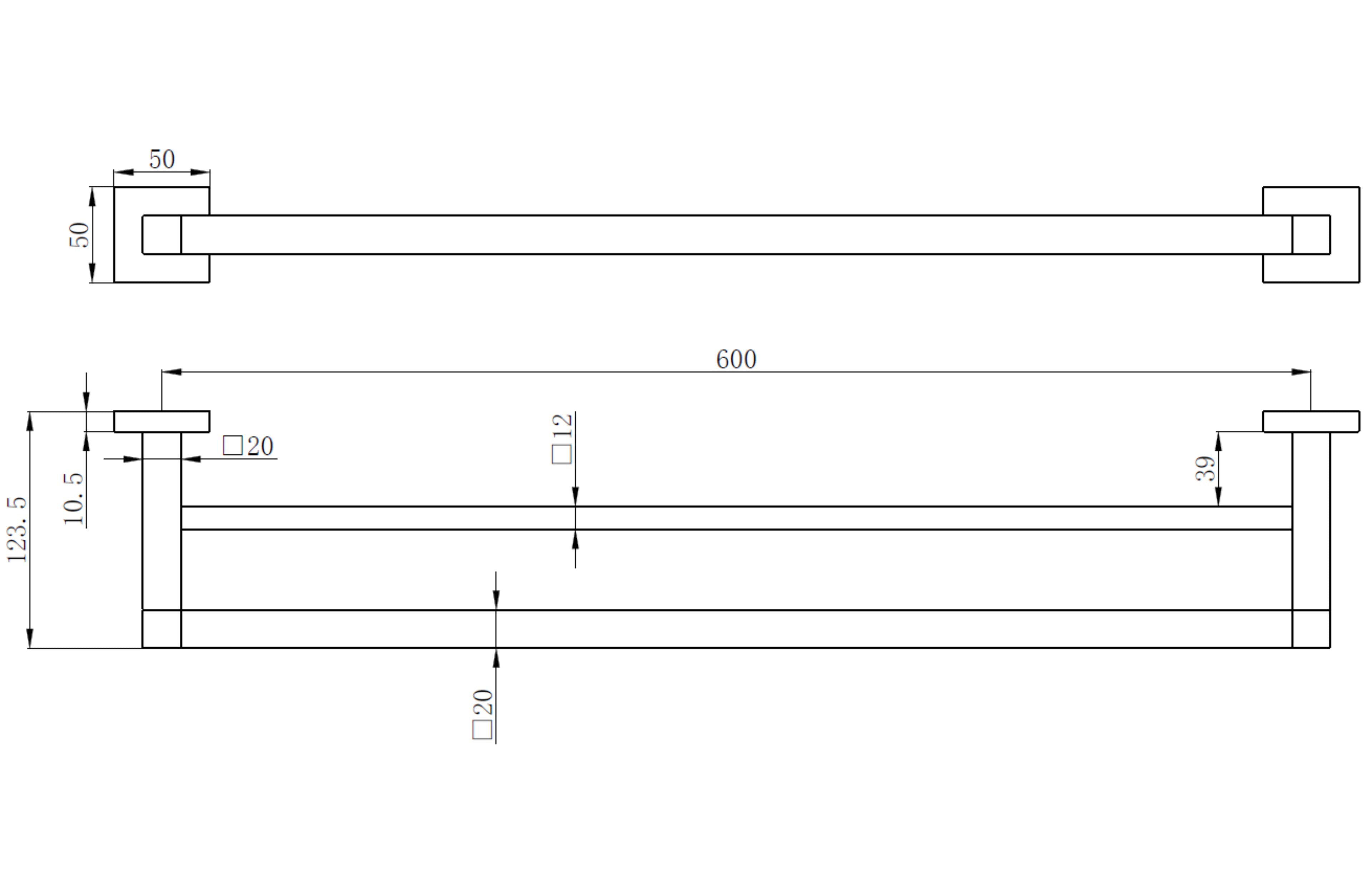 Sydney Square Double Towel Rail - Tailored Bathrooms