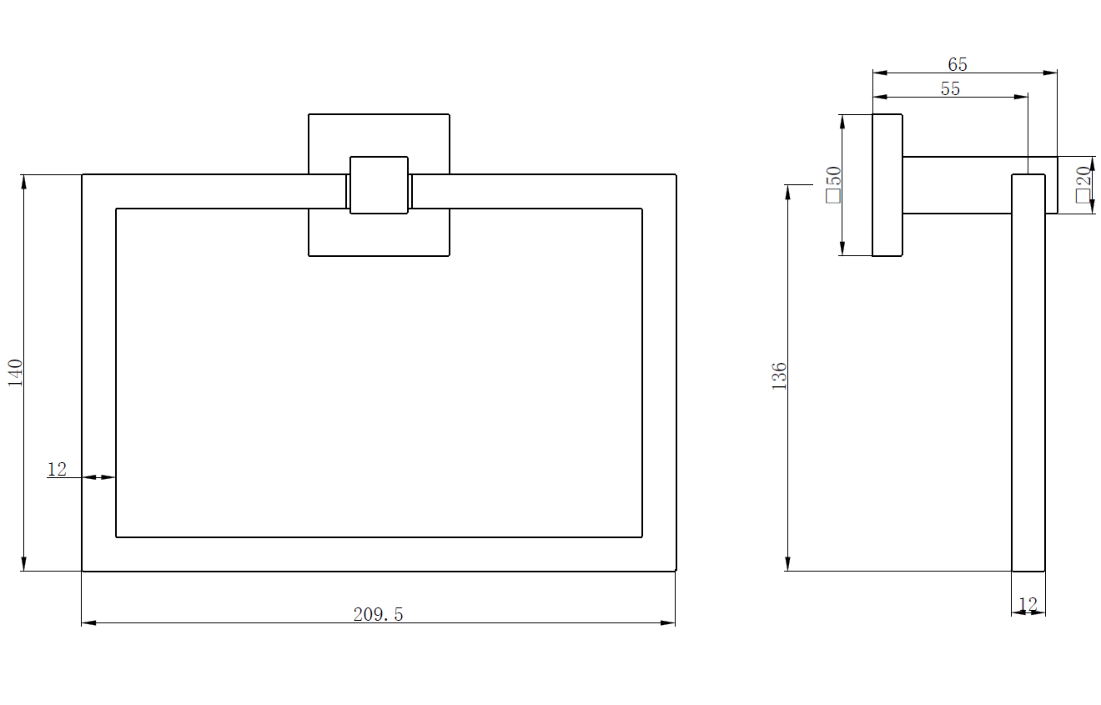 Sydney Square Towel Ring - Tailored Bathrooms