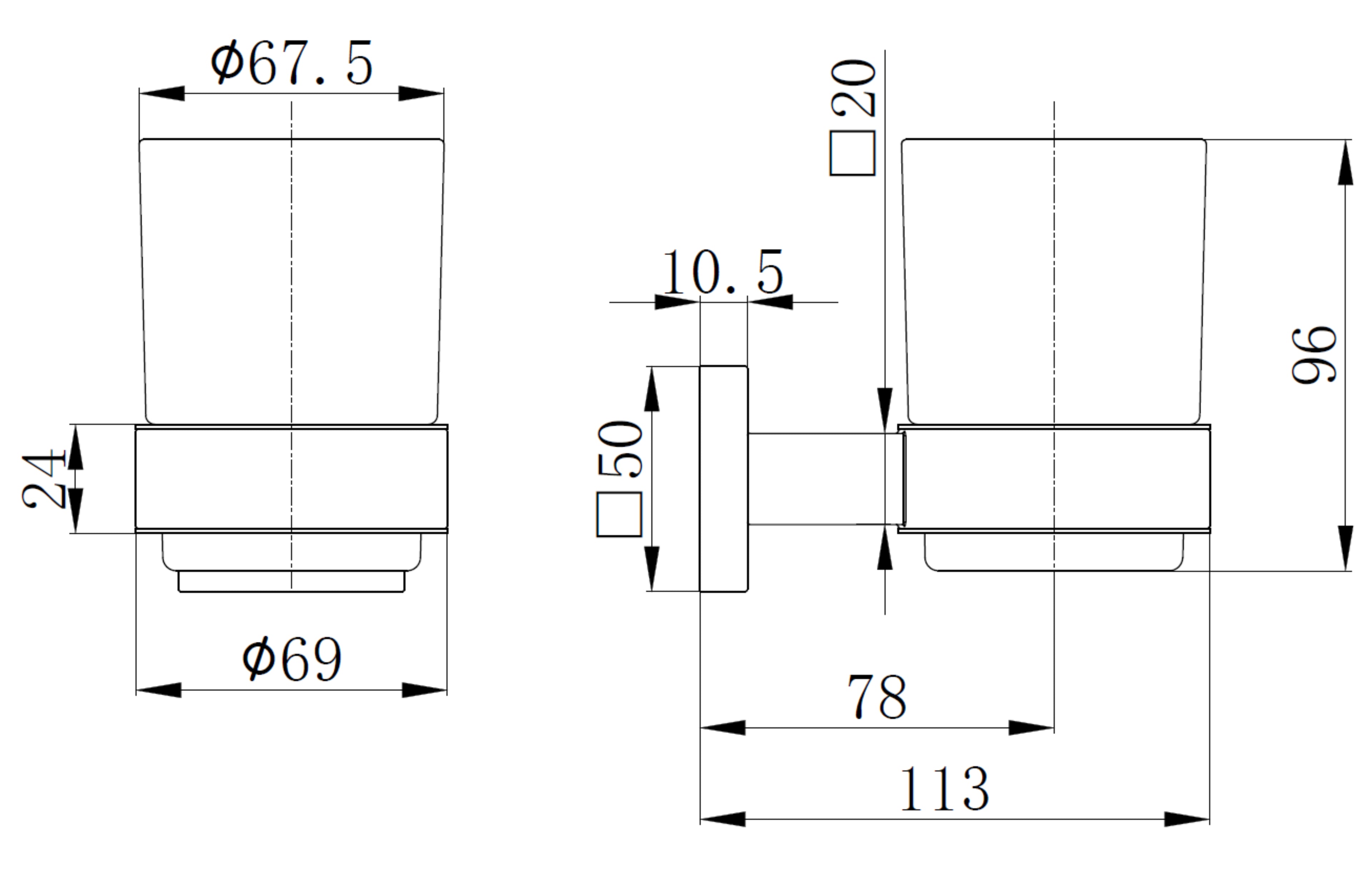 Sydney Square Tumbler & Holder - Tailored Bathrooms