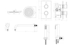 Round and square Concealed Thermostatic 2 Handle 2 Way Shower Kit - Tailored Bathrooms