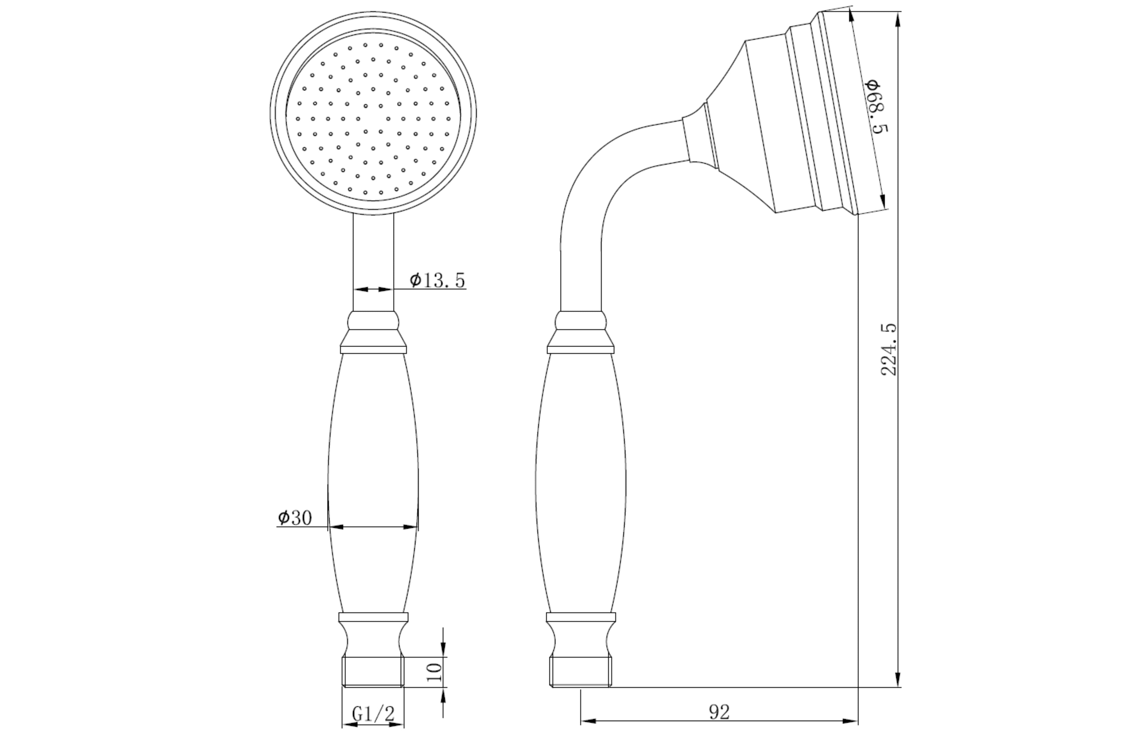 Beaumaris Traditional Hand Shower - Tailored Bathrooms