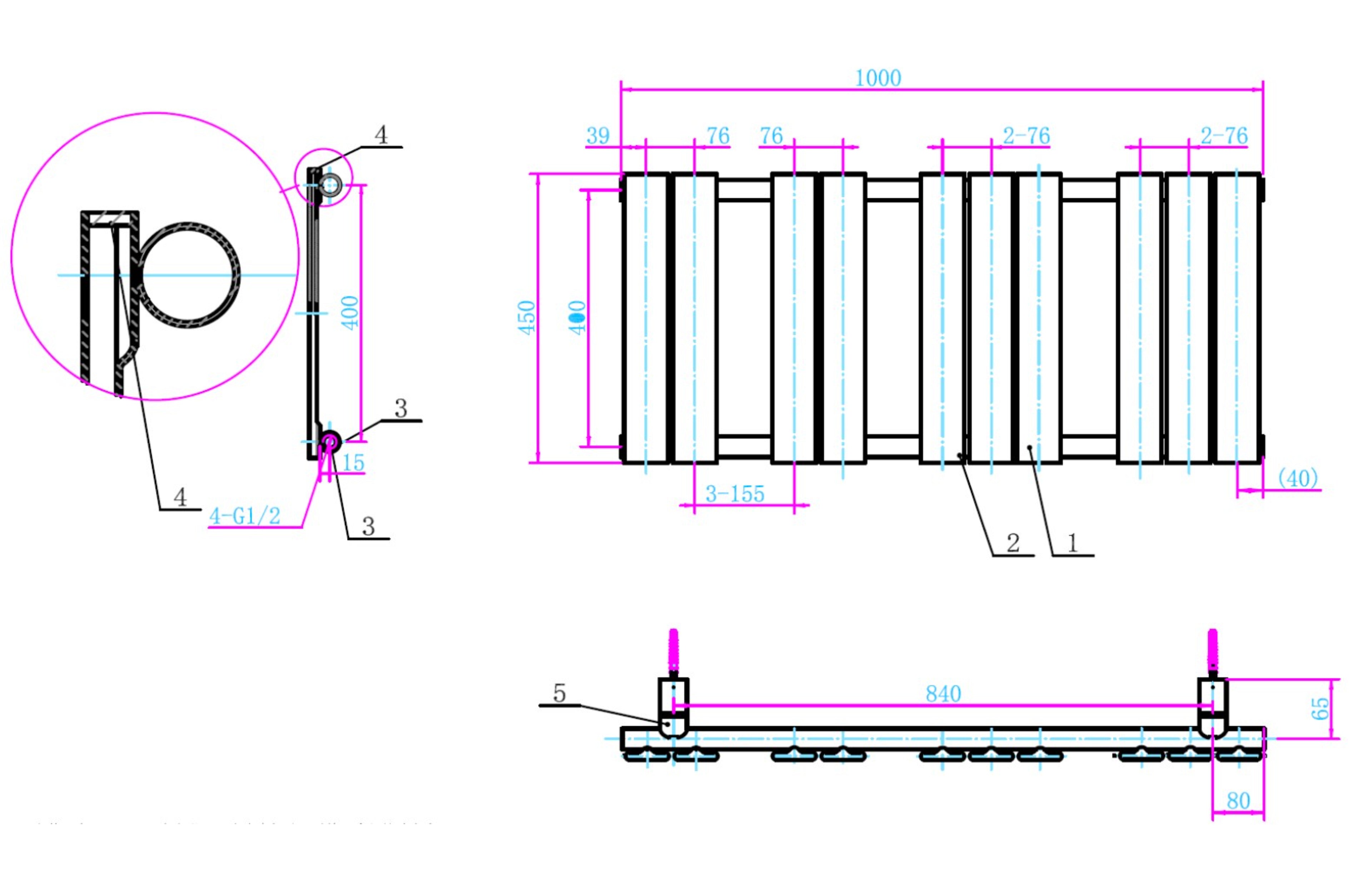 Queenstown Designer Towel Radiator Chrome 1000x450mm - Tailored Bathrooms