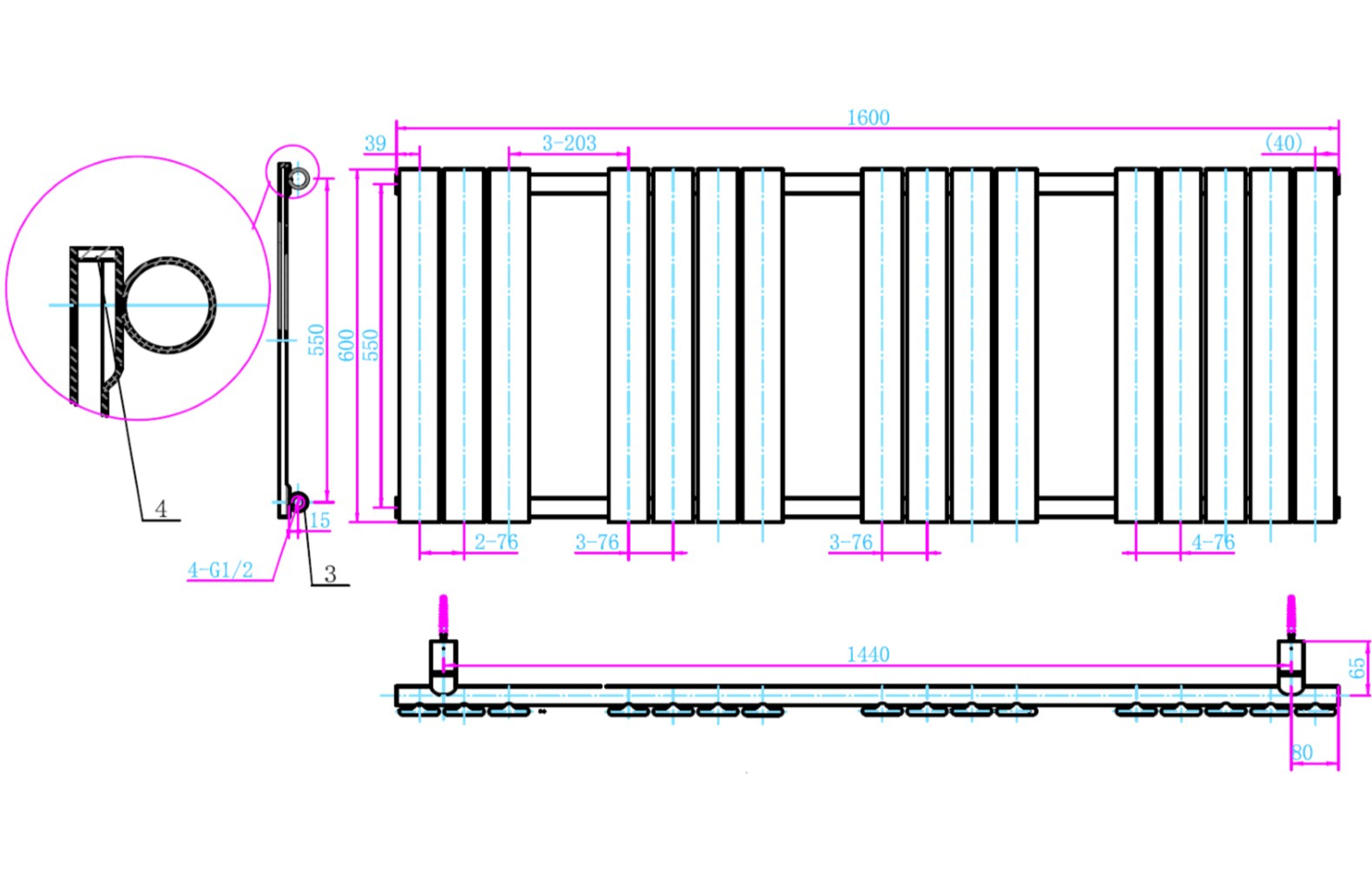 Queenstown Designer Towel Radiator Chrome 1600x600mm - Tailored Bathrooms
