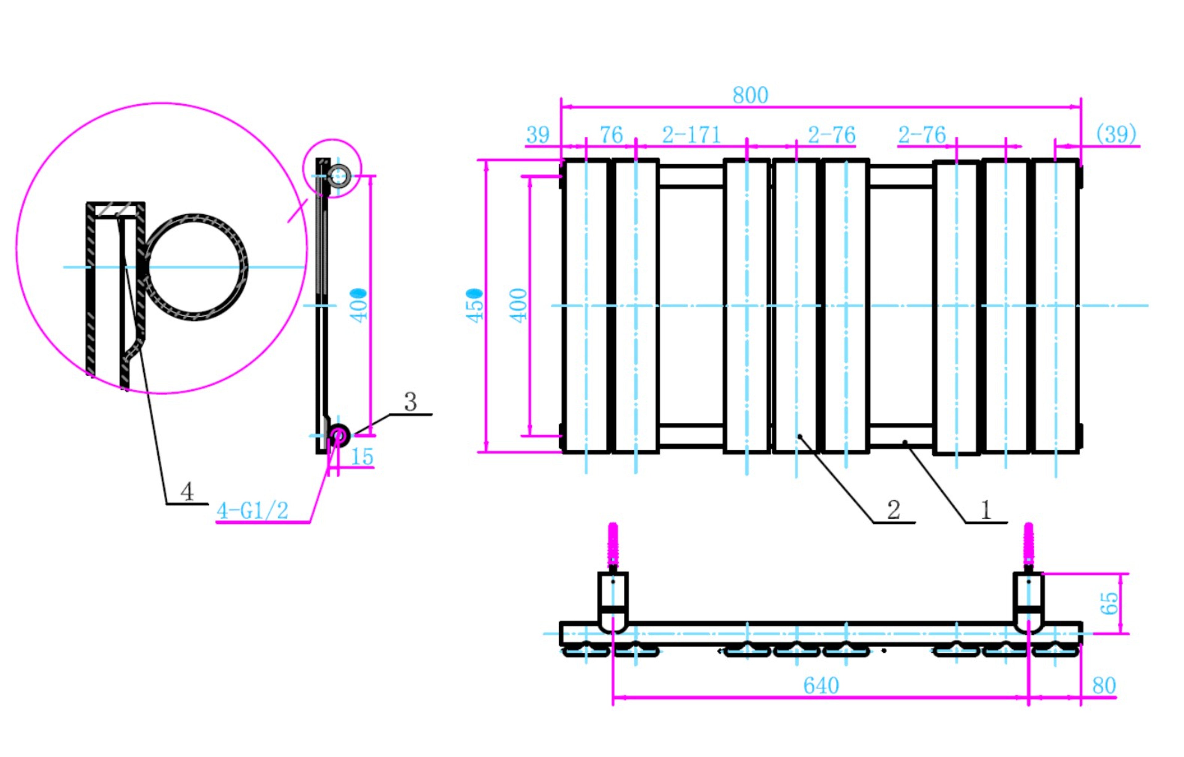 Queenstown Designer Towel Radiator Gloss White 800x450mm - Tailored Bathrooms