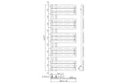 Technical drawing of a heated towel rail