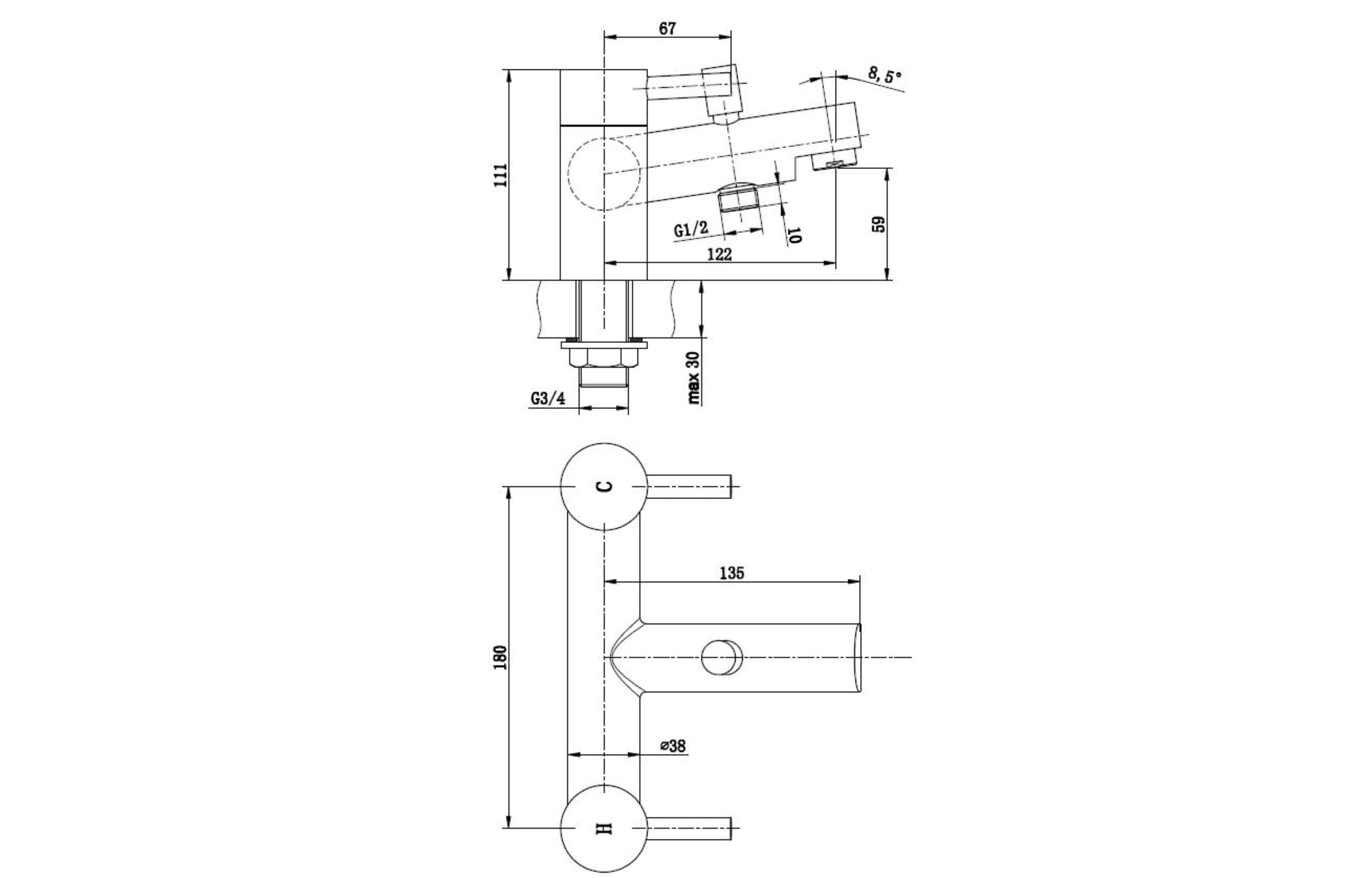 Harlech Bath Shower Mixer - Tailored Bathrooms