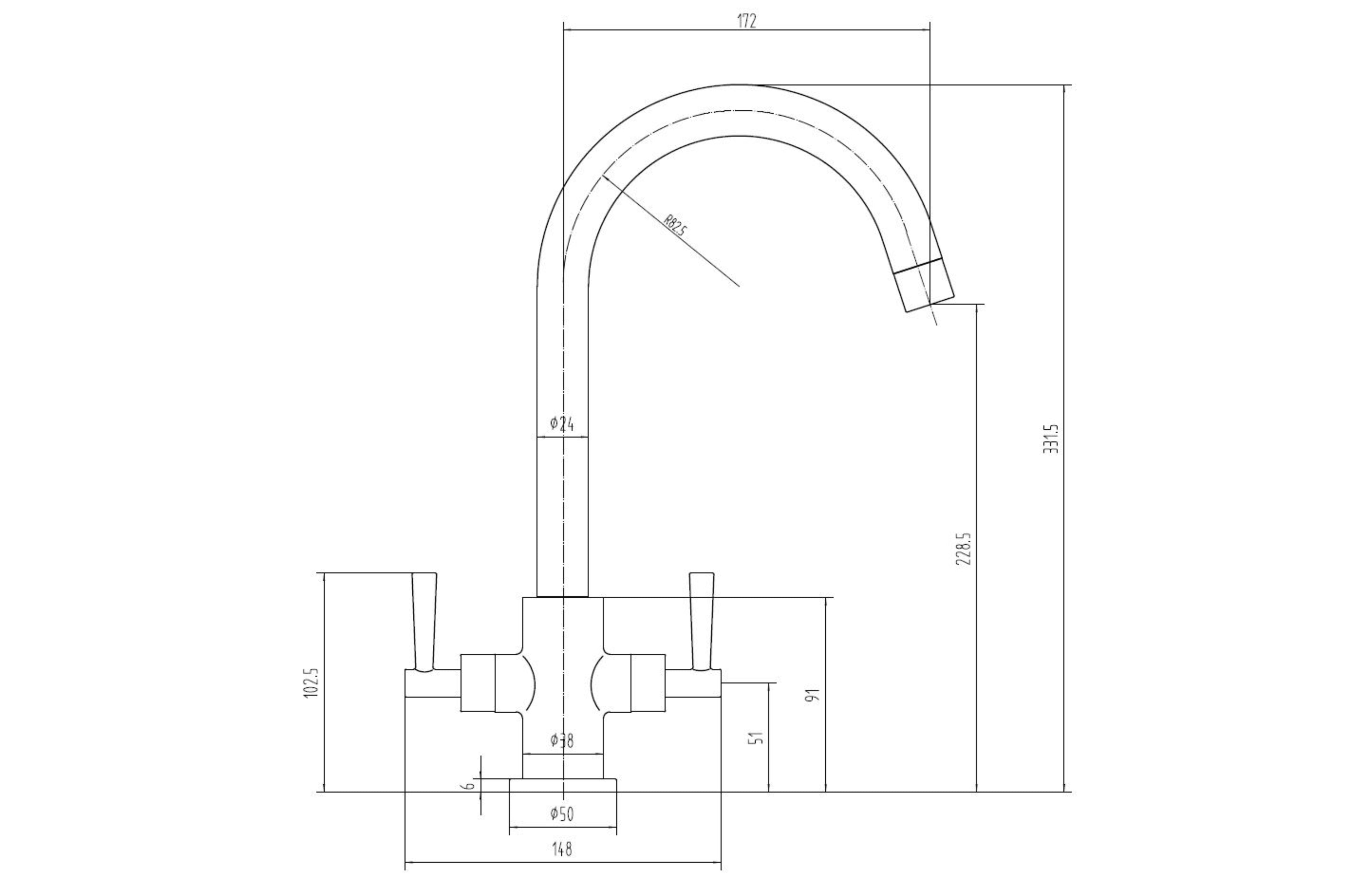 Monmouth Dual Kitchen Tap - Tailored Bathrooms