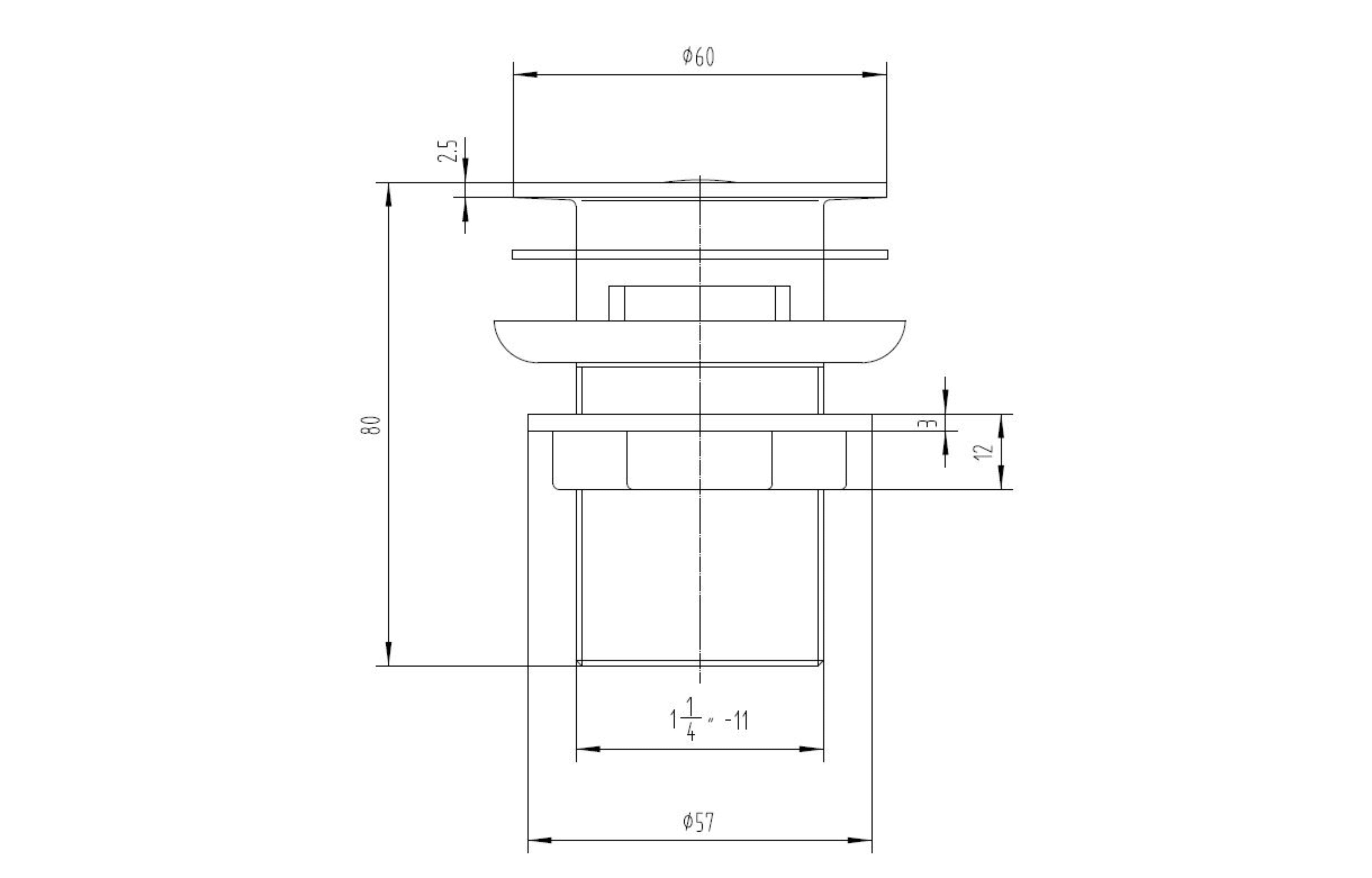 Gunmetal Click Clack  Basin Waste - Unslotted- Tailored Bathrooms
