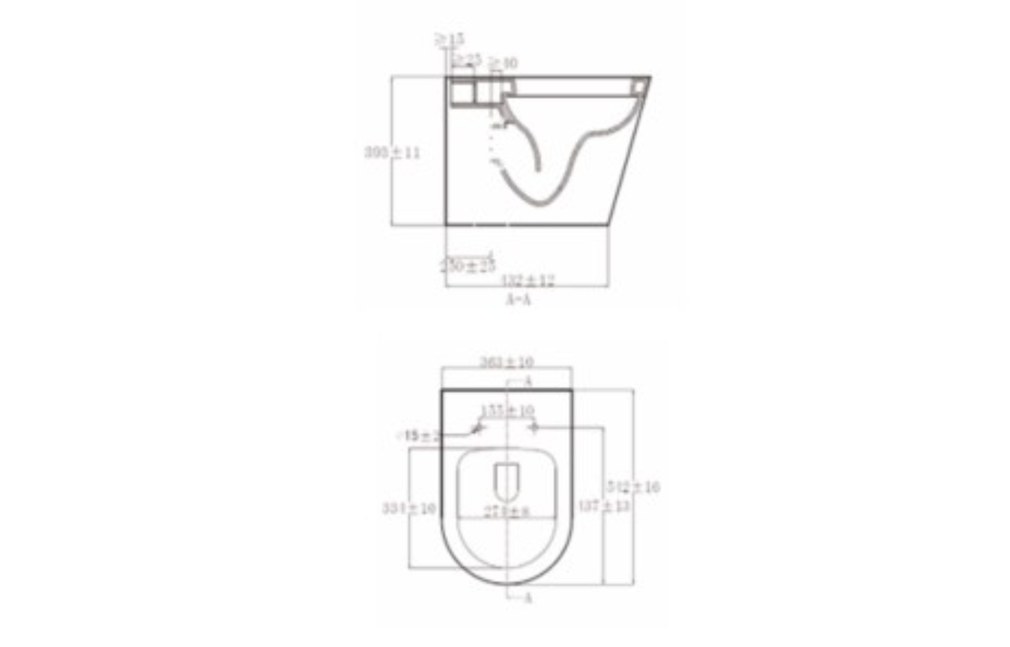 Flow Plus Rimless Back To Wall D Shape Pan Seat - Tailored Bathrooms