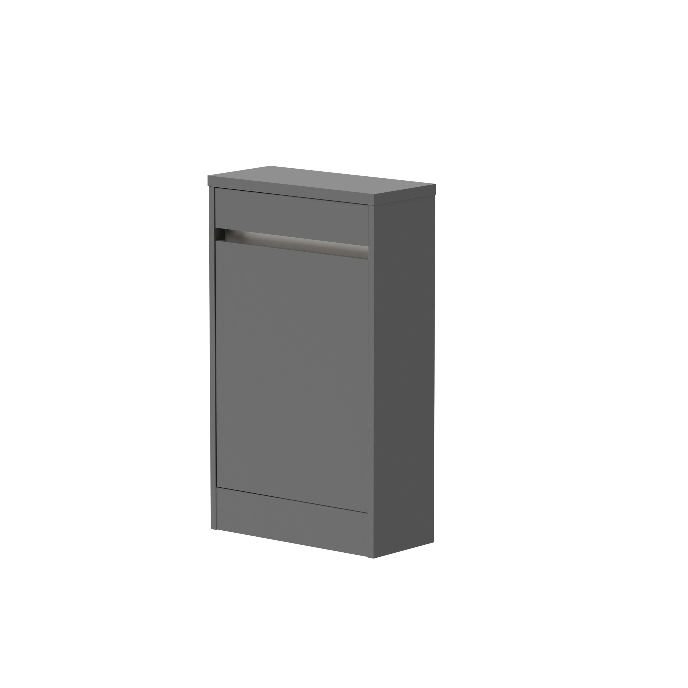 Front view of Thetab 500mm WC Unit in Matt Grey – sleek bathroom unit for hiding cistern and pipework.