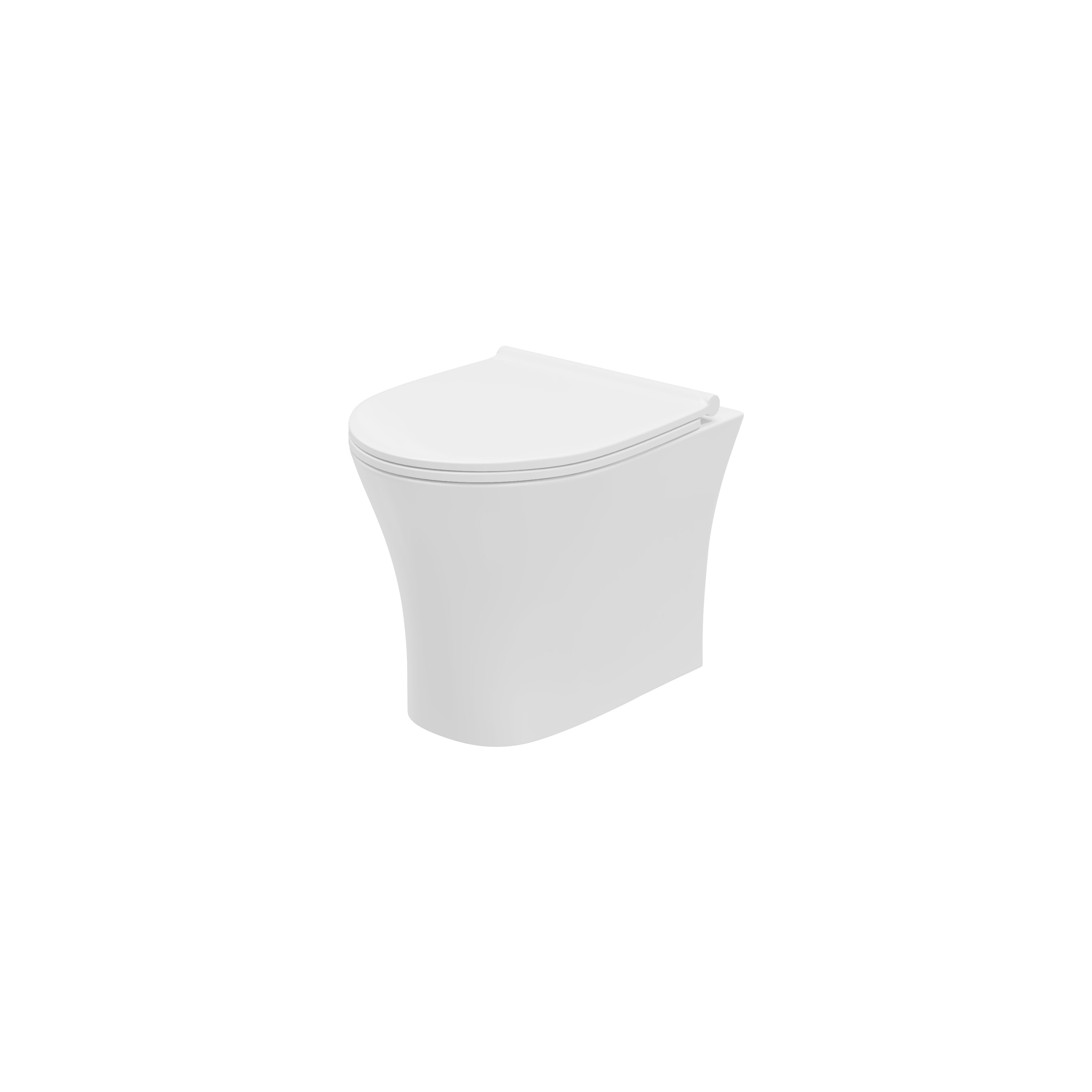 Front view of Verta Rimless 350 mm x 460 mm x 350 mm Wall Hung Pan in White – modern wall-mounted toilet