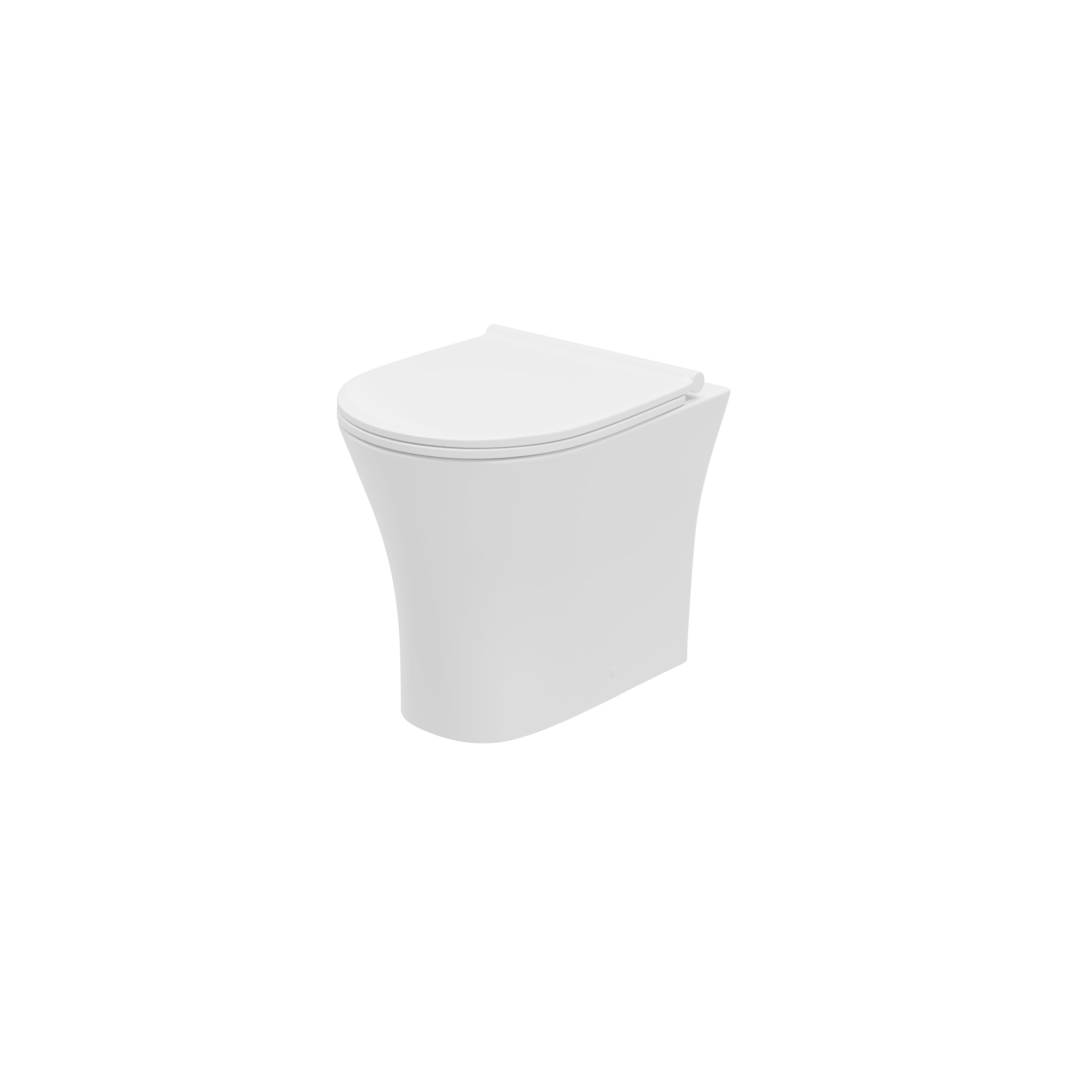 Front view of Verta Rimless 400 mm x 465 mm x 350 mm Back To Wall WC Pan in White – premium modern toilet