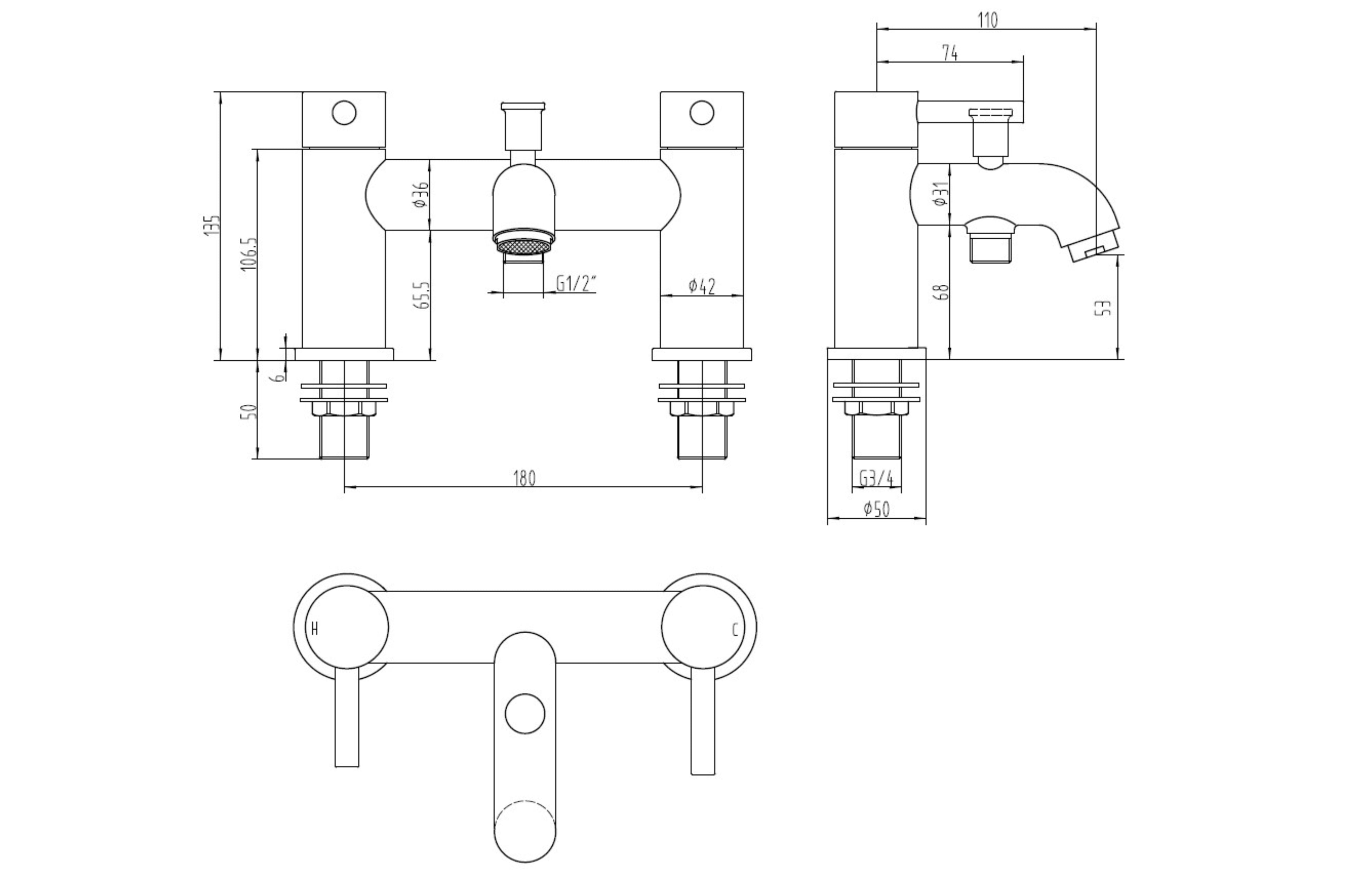 Chepstow Brushed Brass Bath Shower Mixer - Tailored Bathrooms